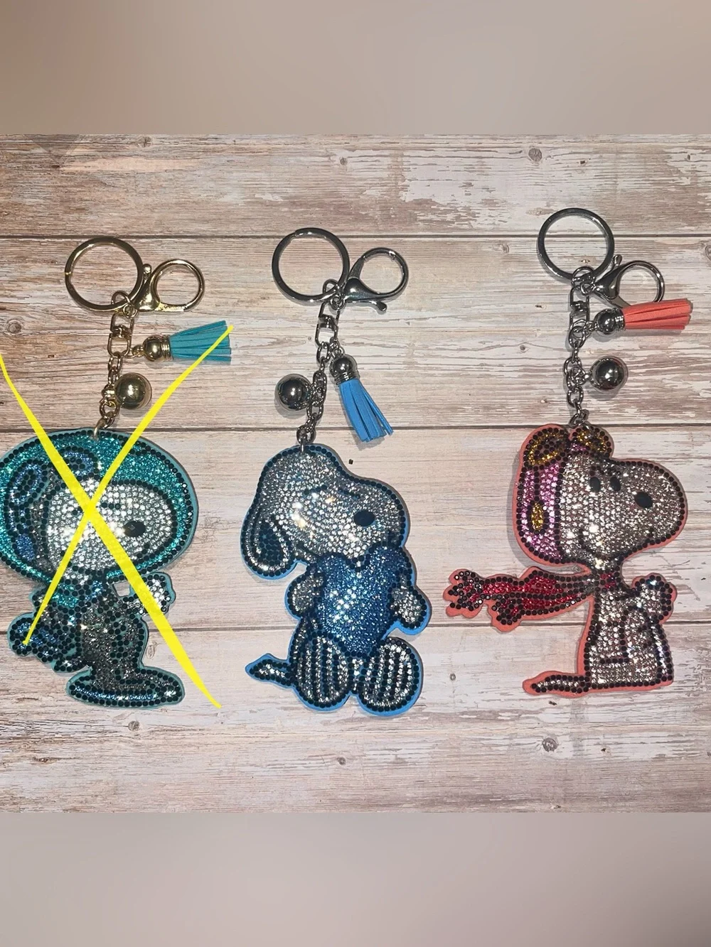 NEW SNOOPY Rhinestone Keychain Bag Charm